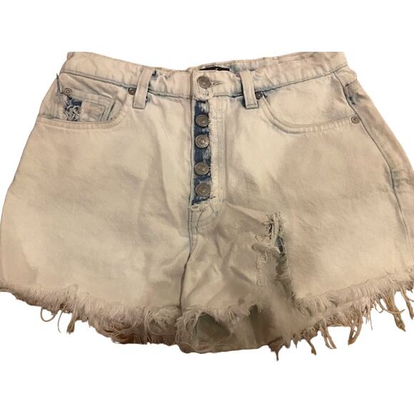 7 For All Mankind Shorts Womens Sz 28 Acid Washed Cut off Destroyed Daisy Dukes - Picture 10 of 11